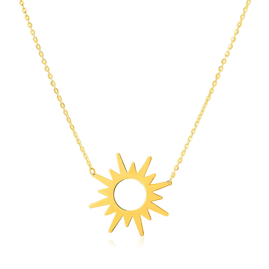 Brand New 14K Yellow Gold Sunburst Necklace