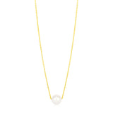 Brand New 14k Yellow Gold 7mm Pearl Solitaire Necklace