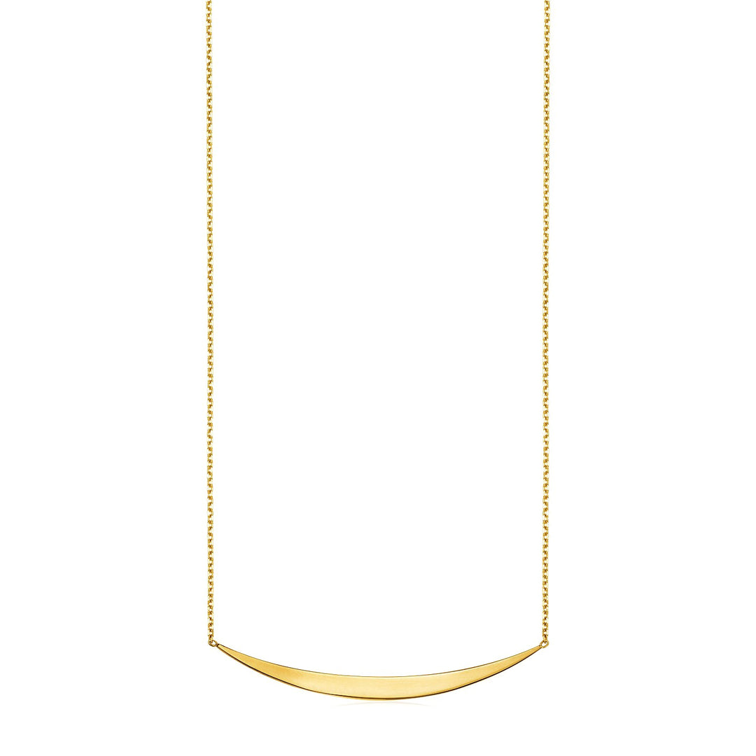 Brand New 14k Yellow Gold Necklace with Polished Curved Bar Pendant