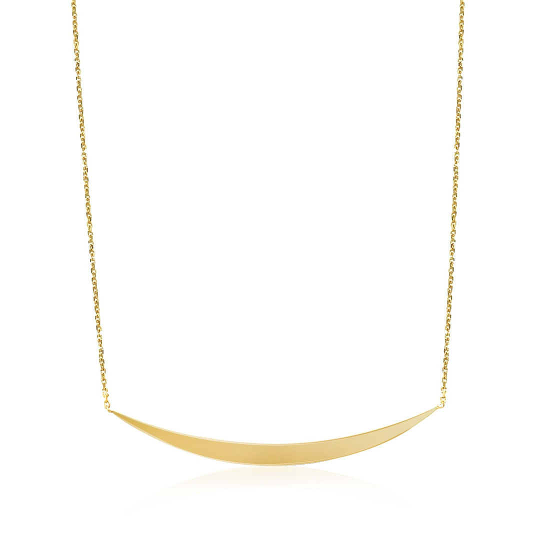 Brand New 14k Yellow Gold Necklace with Polished Curved Bar Pendant