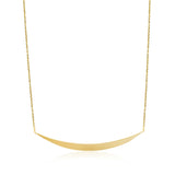 Brand New 14k Yellow Gold Necklace with Polished Curved Bar Pendant