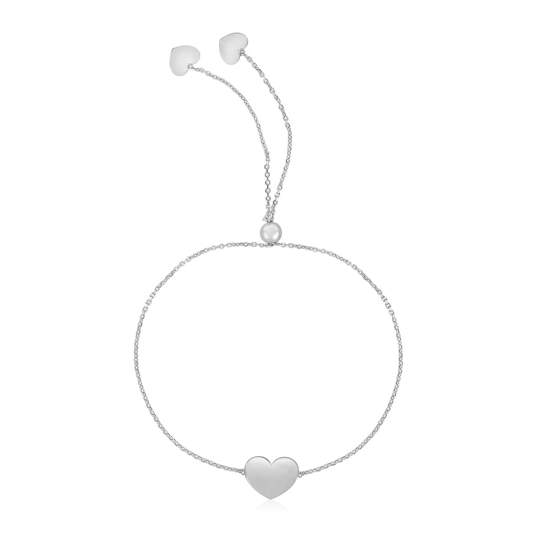 Brand New 14k White Gold Adjustable Heart Bracelet (0.90 mm)