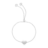 Brand New 14k White Gold Adjustable Heart Bracelet (0.90 mm)