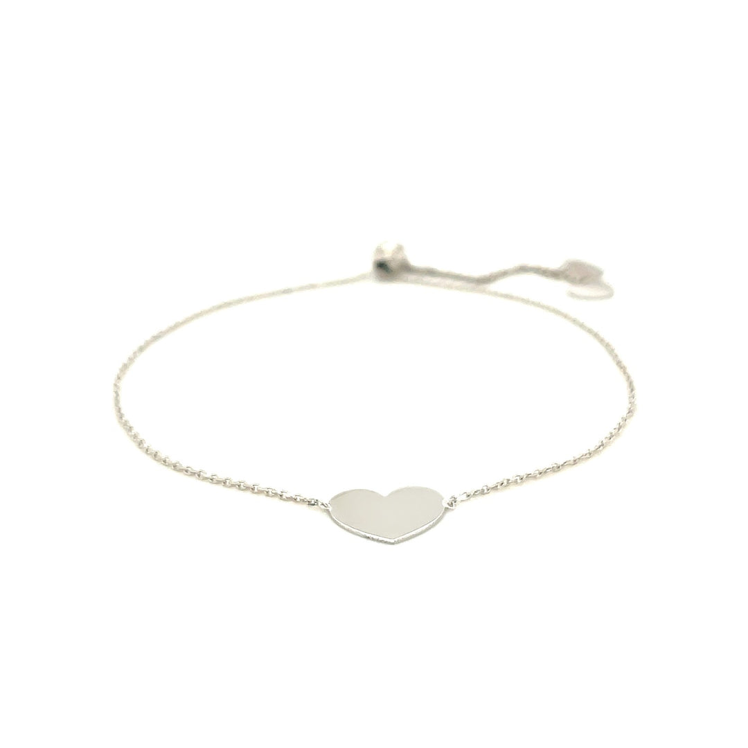 Brand New 14k White Gold Adjustable Heart Bracelet (0.90 mm)