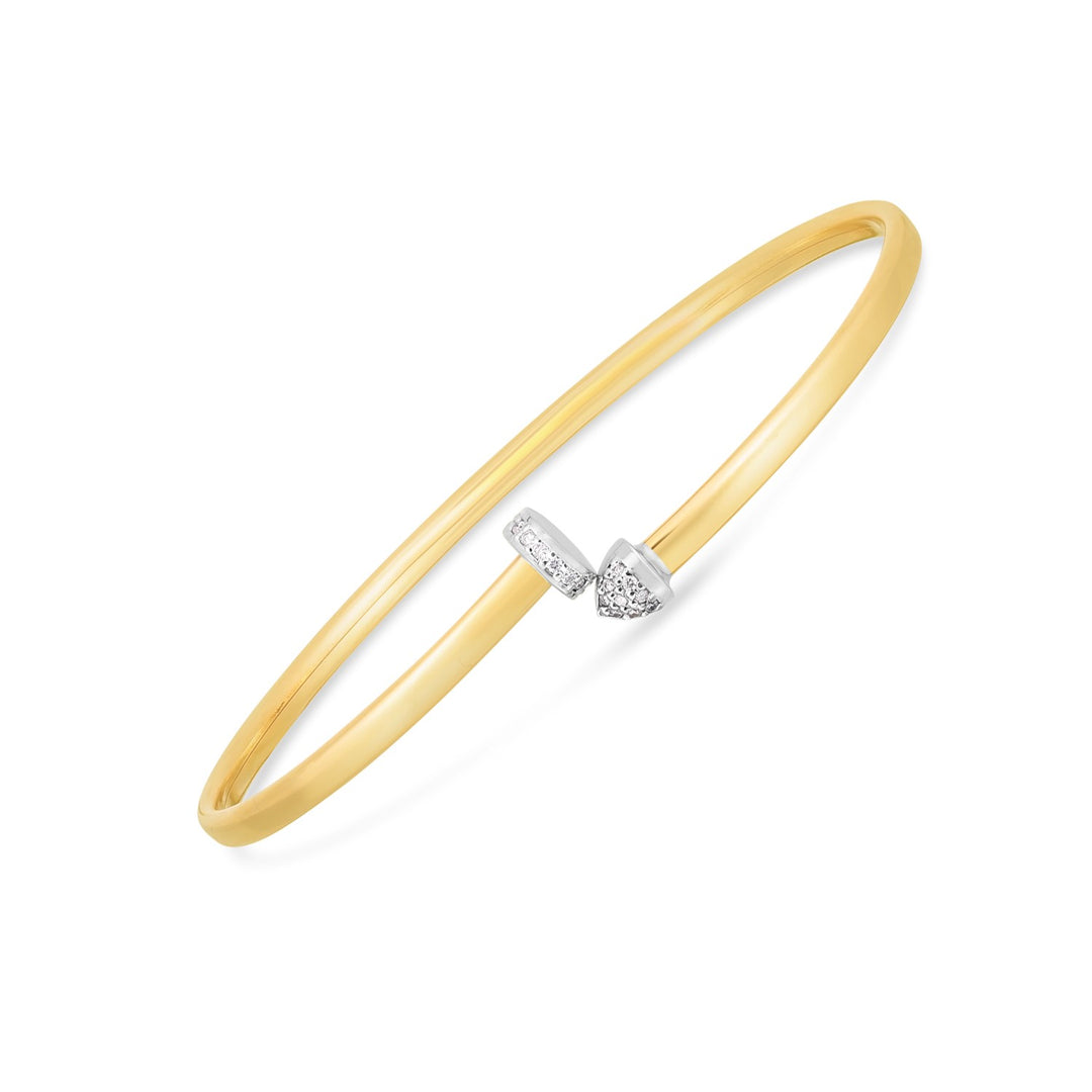 Brand New 14k Two Tone Gold Diamond Hardware Bangle (3.00 mm)