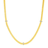 Brand New 14k Yellow Gold Woven Rope Necklace with Diamond Accents