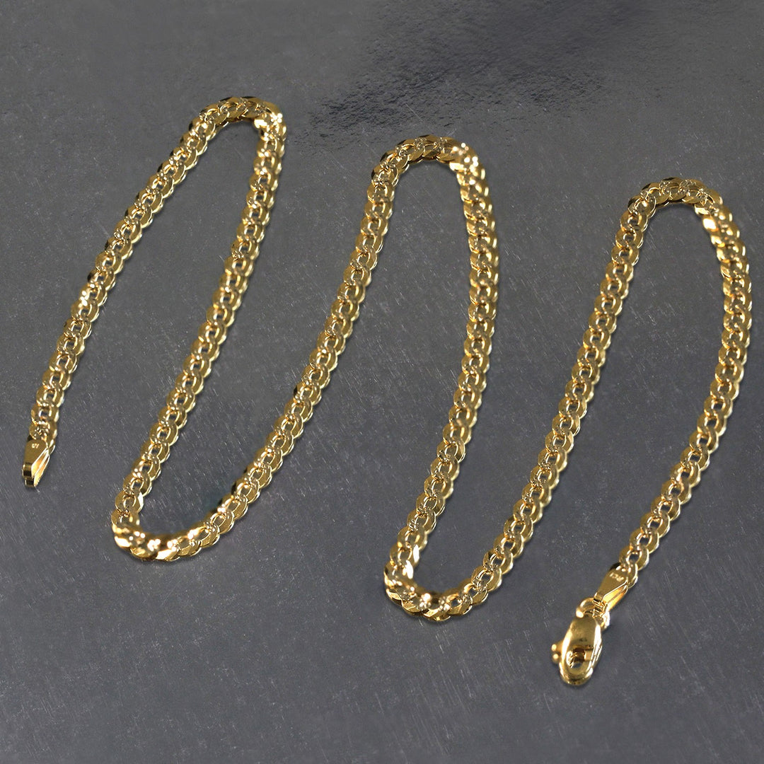 Brand New 14k Two Tone Gold Pave Curb Chain (3.60 mm)