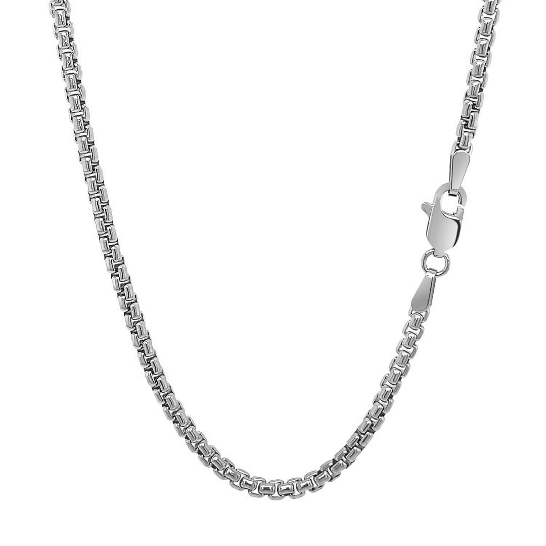 Brand New 14k White Gold Solid Round Box Chain (2.5 mm)