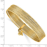 Brand New 14k Yellow Gold Set of 7 Slip-on Textured Bangles 8"