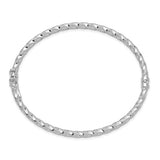 Brand New 14k White Gold Polished Textured Hinged Bangle Bracelet 7"