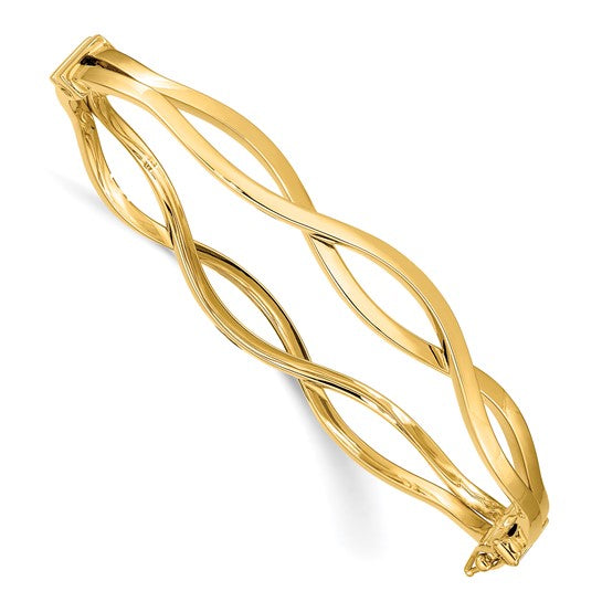Brand New 14k Yellow Gold Hinged Bangle Bracelet 7