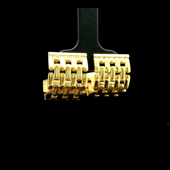 18k Yellow Gold 15.3g Solid Panther Link Huggie Earrings