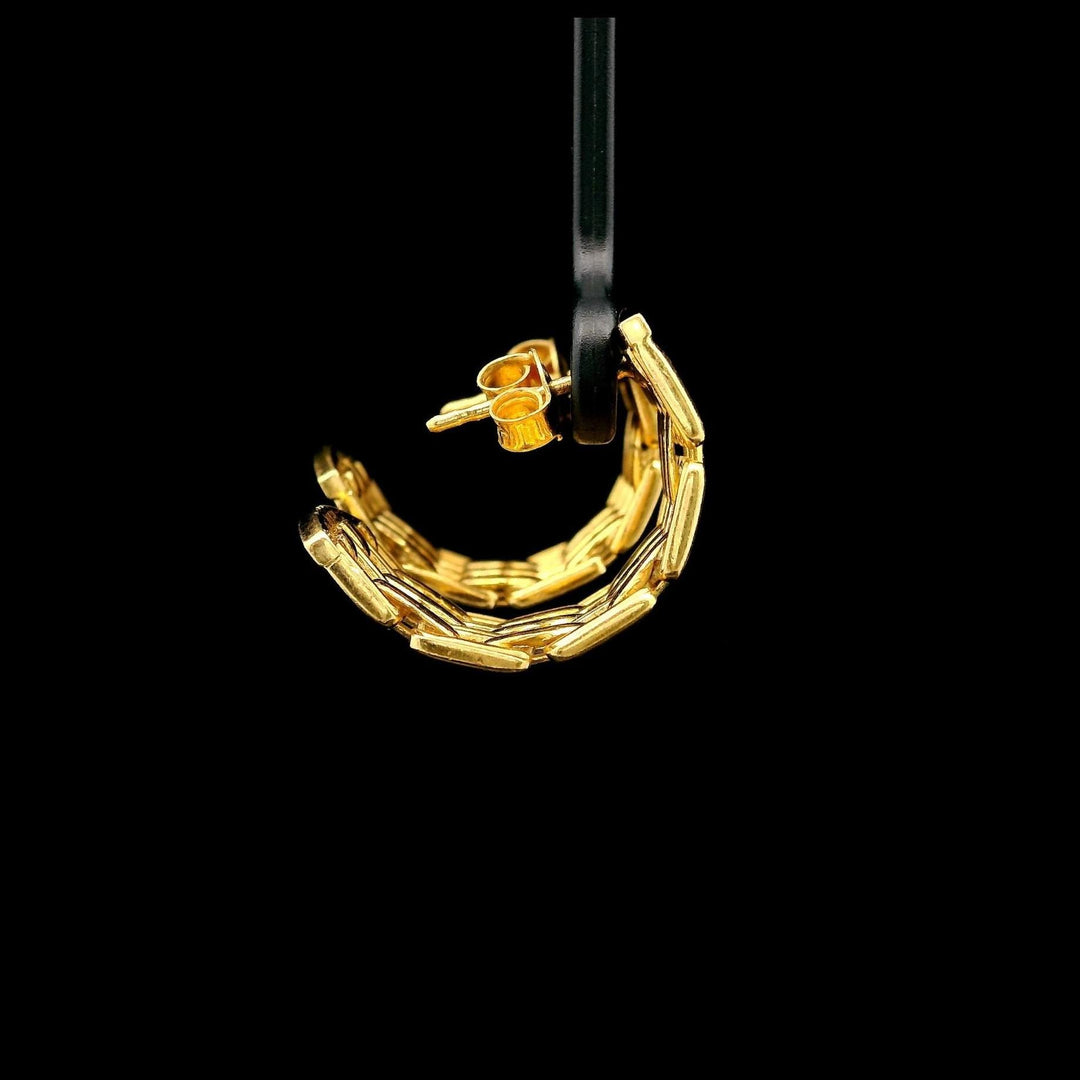 18k Yellow Gold 15.3g Solid Panther Link Huggie Earrings