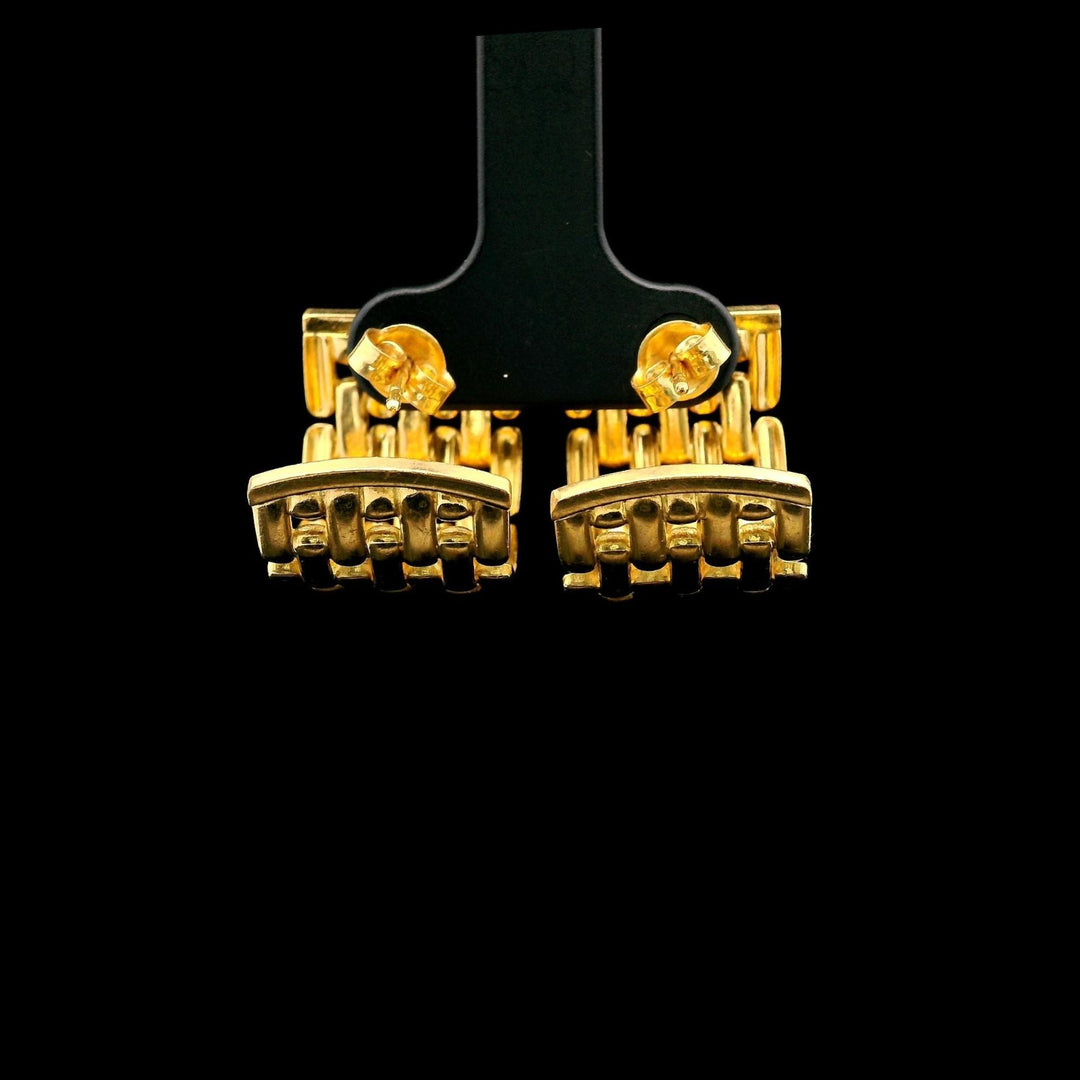 18k Yellow Gold 15.3g Solid Panther Link Huggie Earrings