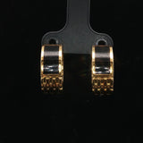 18k Yellow Gold and Black Enamel 13.4g Solid Heavy Huggie Earrings