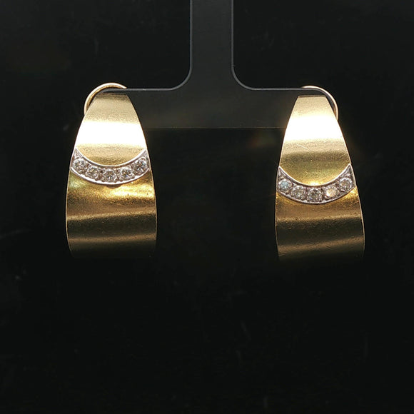 18k Yellow Gold and 0.54cttw Diamond 20.7g Heavy Vintage Hoop Earrings 1.25