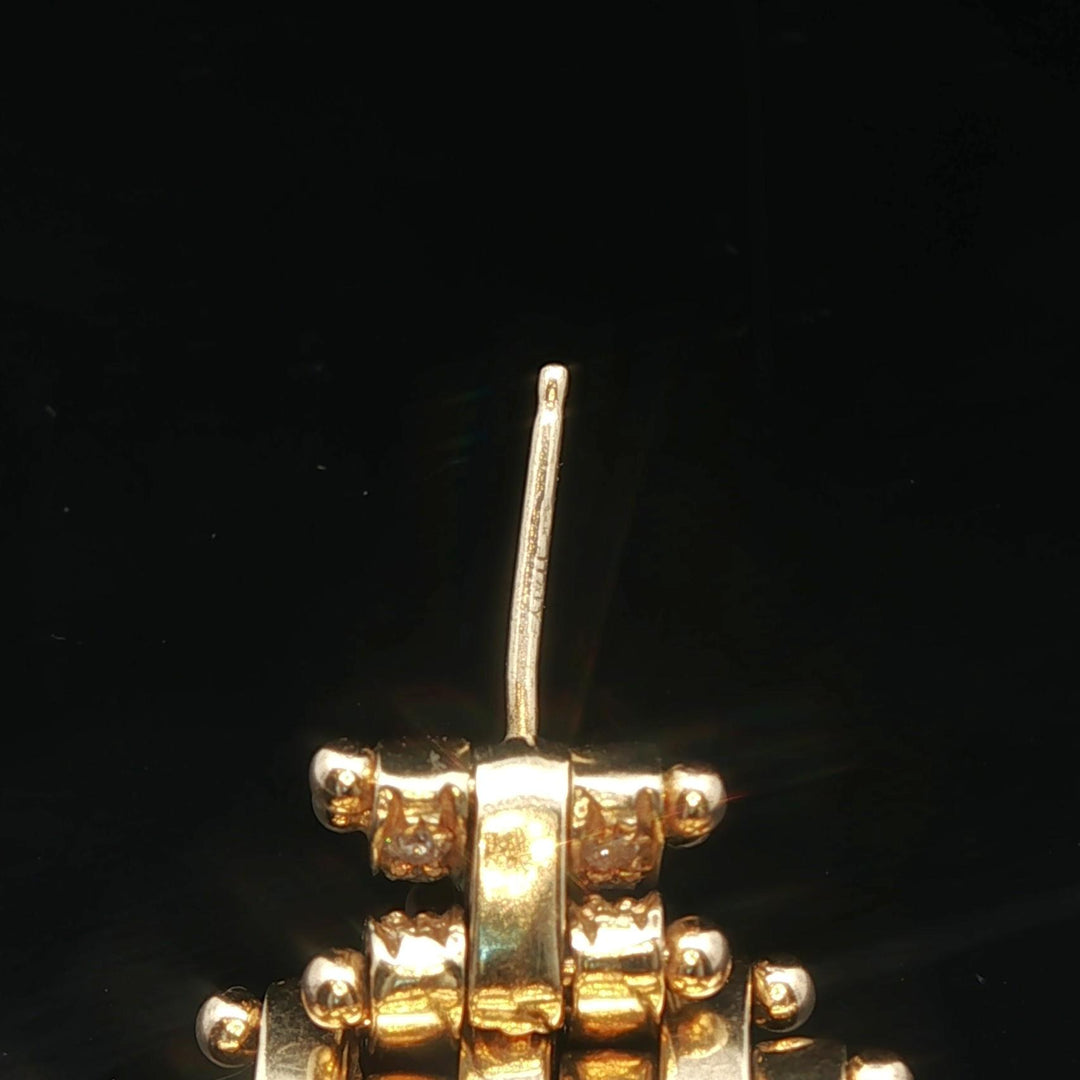 14k Yellow Gold and 1.7cttw Diamond Dangle Panther Link Earrings Italy 1.5"