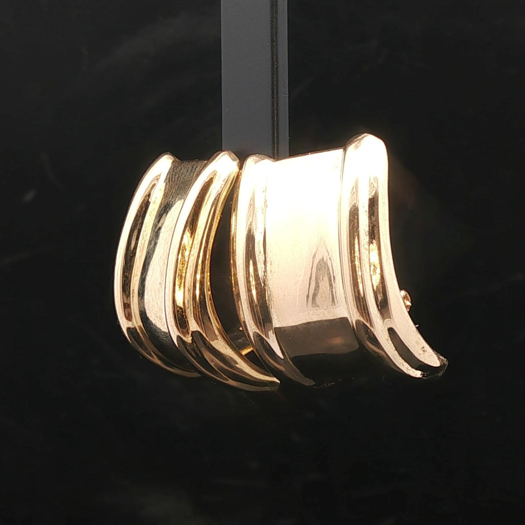 18k Yellow Gold 12.2g Polished Half Hoop Earrings Italy 1"