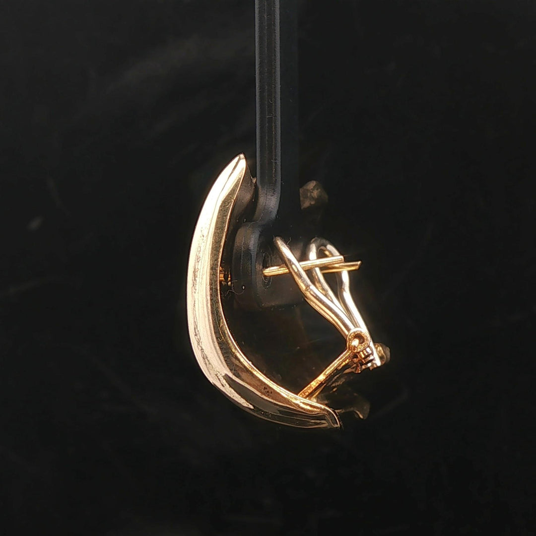 18k Yellow Gold 12.2g Polished Half Hoop Earrings Italy 1"