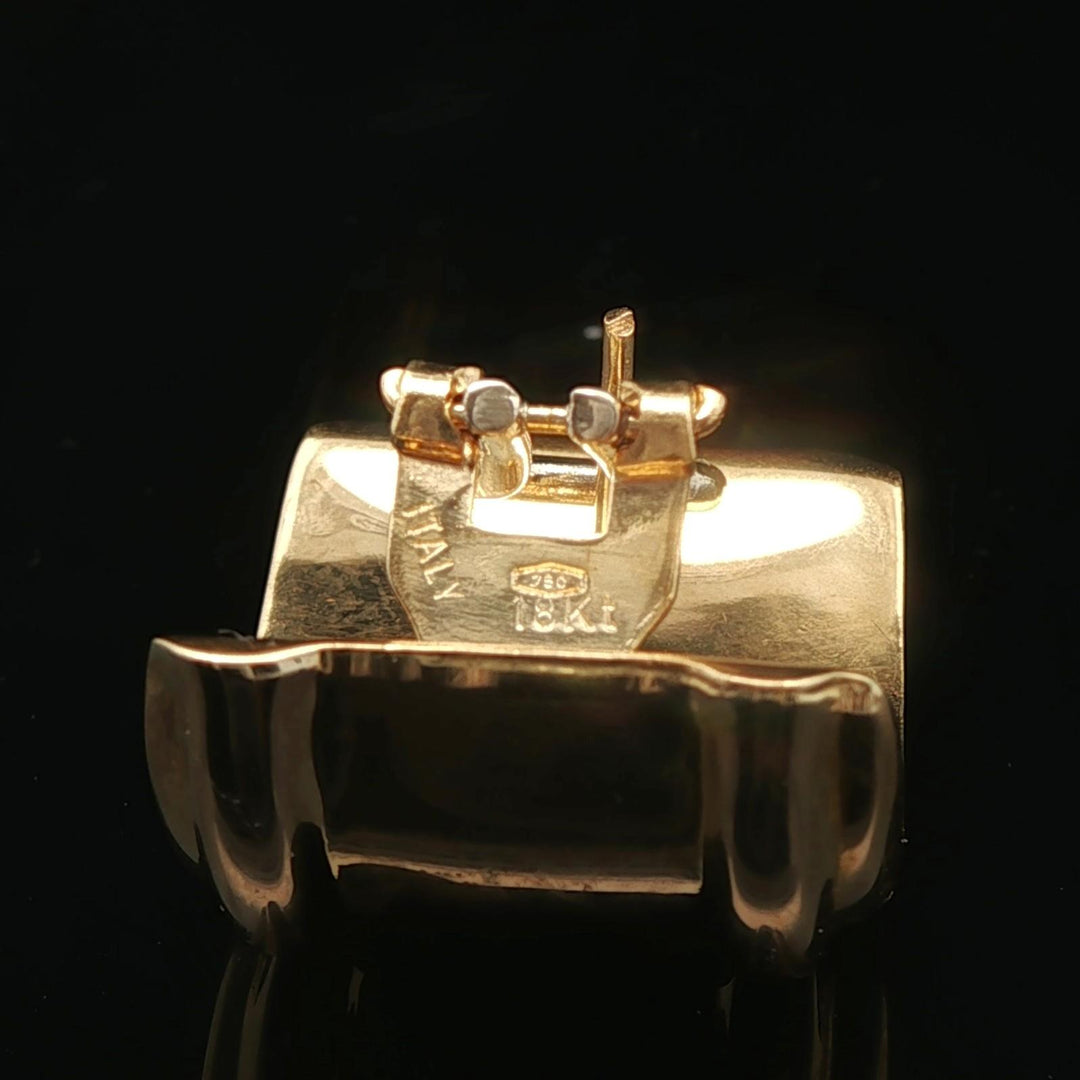 18k Yellow Gold 12.2g Polished Half Hoop Earrings Italy 1"