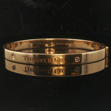 Tiffany and Co. 18k Yellow Gold and Diamond Heavy Bangle Bracelet 6.5"