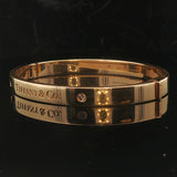 Tiffany and Co. 18k Yellow Gold and Diamond Heavy Bangle Bracelet 6.5"