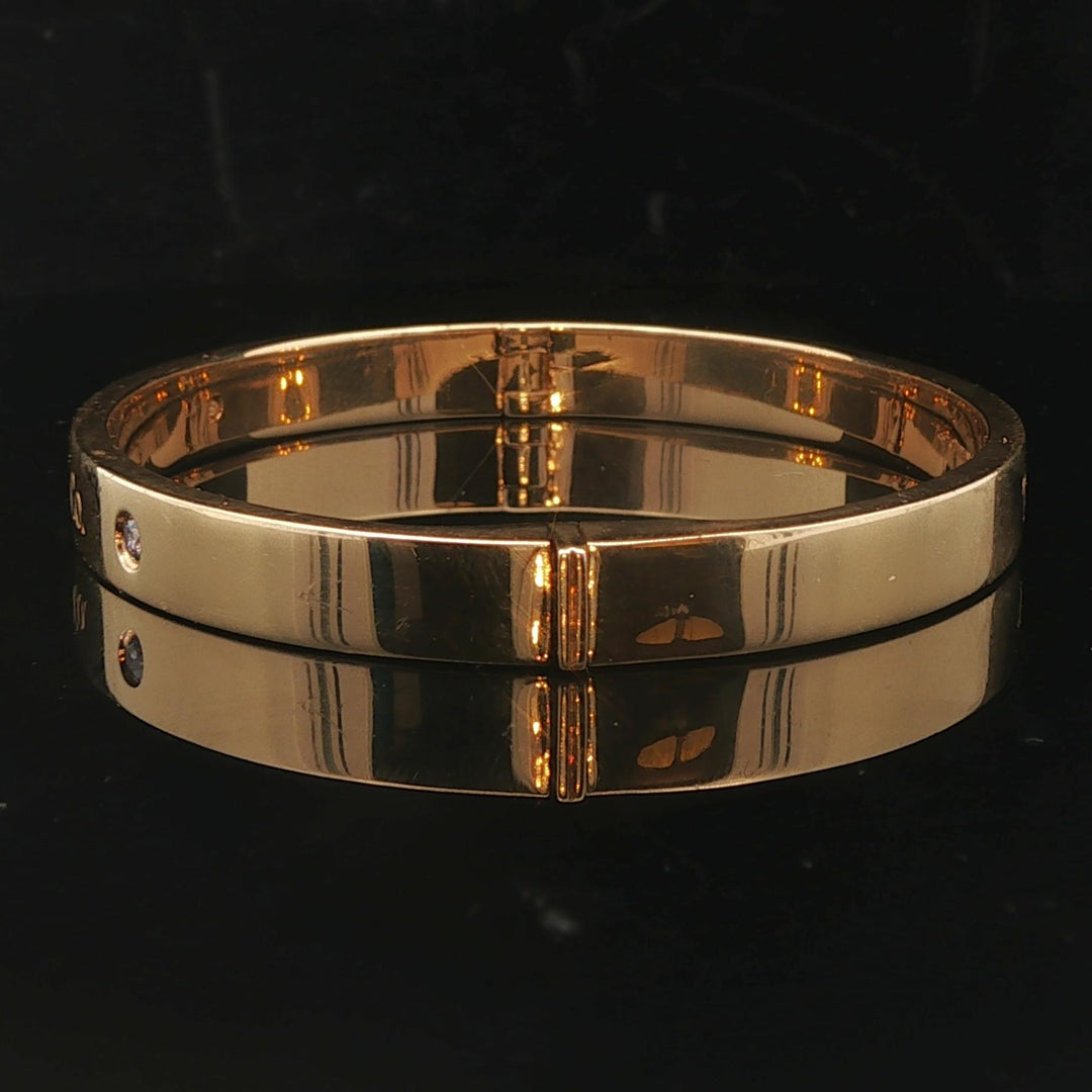 Tiffany and Co. 18k Yellow Gold and Diamond Heavy Bangle Bracelet 6.5"