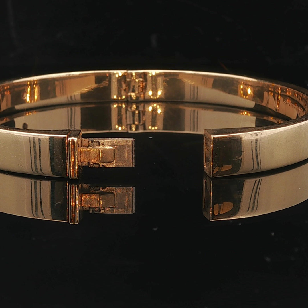 Tiffany and Co. 18k Yellow Gold and Diamond Heavy Bangle Bracelet 6.5"