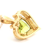 10k Yellow Gold Peridot and Diamond Heart Pendant Necklace 18"