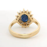 LeVian 14k Yellow Gold Sapphire and Diamond Halo Ring Size 8.5