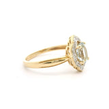 14k Yellow Gold Aquamarine and Diamond Ladies Ring Size 7