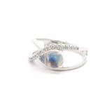 14k White Gold Moonstone and Diamond Eternity Band Ring Size 7