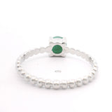 10k White Gold and 0.50ct Round Cut Emerald Ladies Beaded Ring Size 7