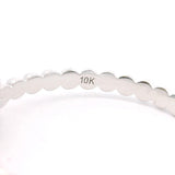 10k White Gold and 0.50ct Round Cut Emerald Ladies Beaded Ring Size 7