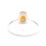14k White Gold Orange Cabochon Opal and Diamond Ladies Ring Size 7