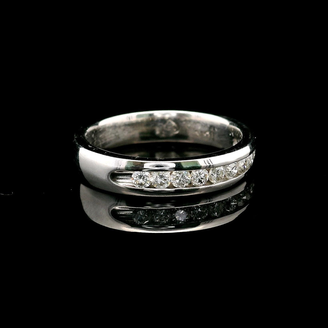 18k White Gold and 0.50cttw Channel Set Diamond Band Ring Size 5