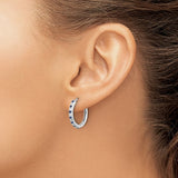 Brand New 14k White Gold Diamond and Sapphire Hinged Hoop Earrings