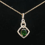 LeVian 14k Yellow Gold Hunters Green Tourmaline and Diamond Pendant Necklace