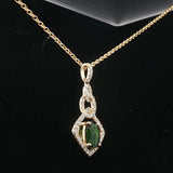 LeVian 14k Yellow Gold Hunters Green Tourmaline and Diamond Pendant Necklace