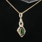 LeVian 14k Yellow Gold Hunters Green Tourmaline and Diamond Pendant Necklace