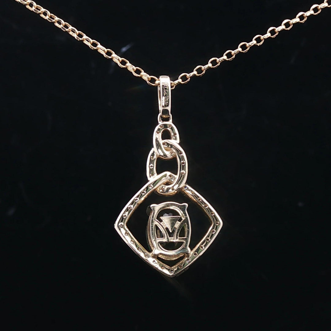 LeVian 14k Yellow Gold Hunters Green Tourmaline and Diamond Pendant Necklace