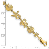 Brand New 14k Yellow Gold Polished Sea Life Bracelet 8"
