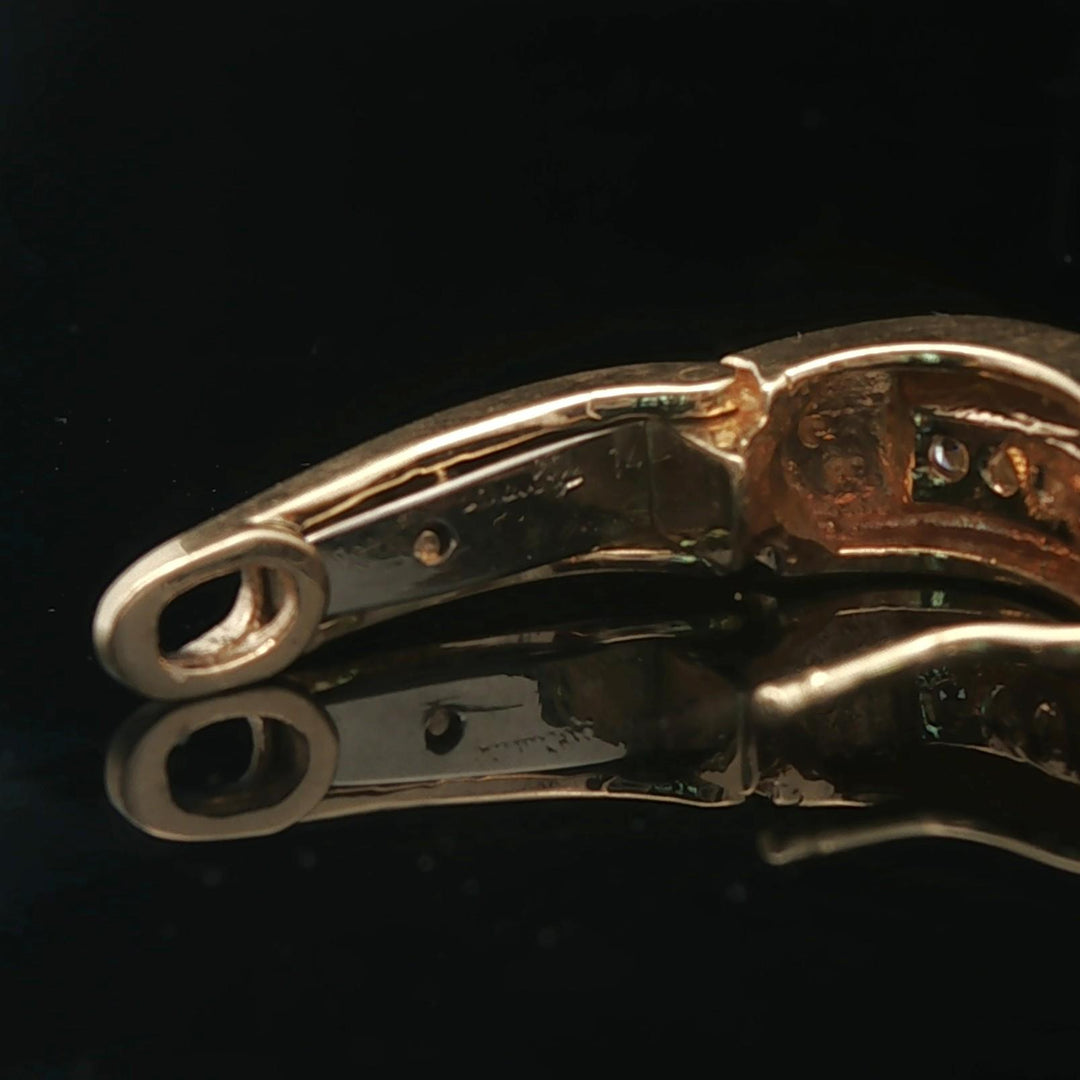 14k Yellow Gold and 1cttw Diamond Solid Hoop Huggie Earrings