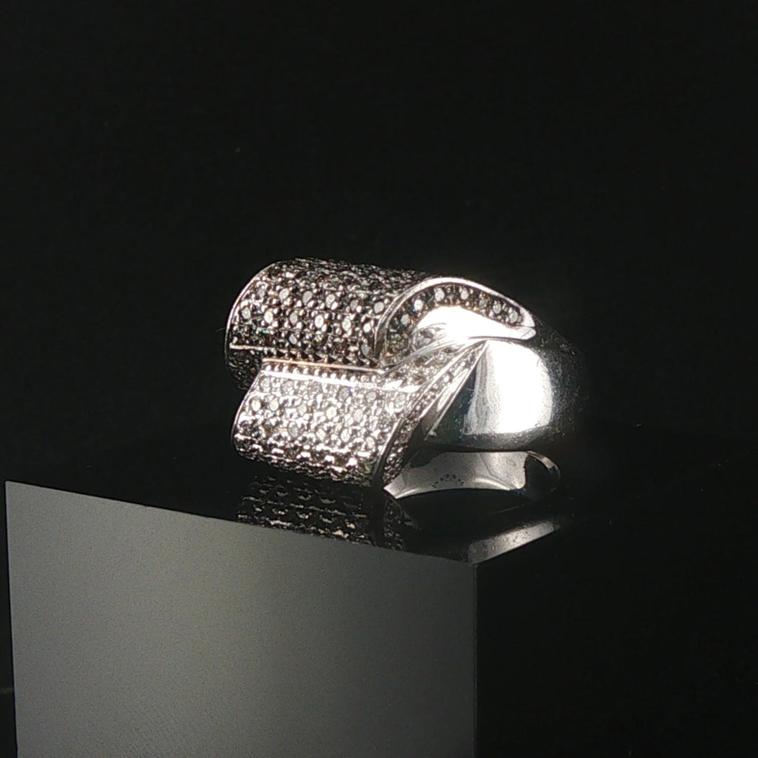 LeVian 18k White Gold 1.25cttw Chocolate and White Diamond Heavy Ring Size 7.75