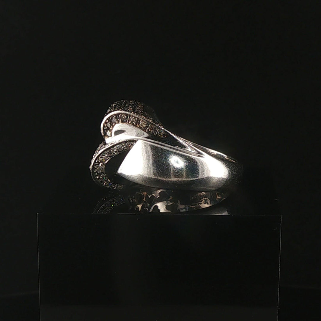 LeVian 18k White Gold 1.25cttw Chocolate and White Diamond Heavy Ring Size 7.75