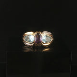 18k Yellow Gold Amethyst Topaz and Diamond Vintage Ring Size 7