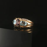 18k Yellow Gold Amethyst Topaz and Diamond Vintage Ring Size 7