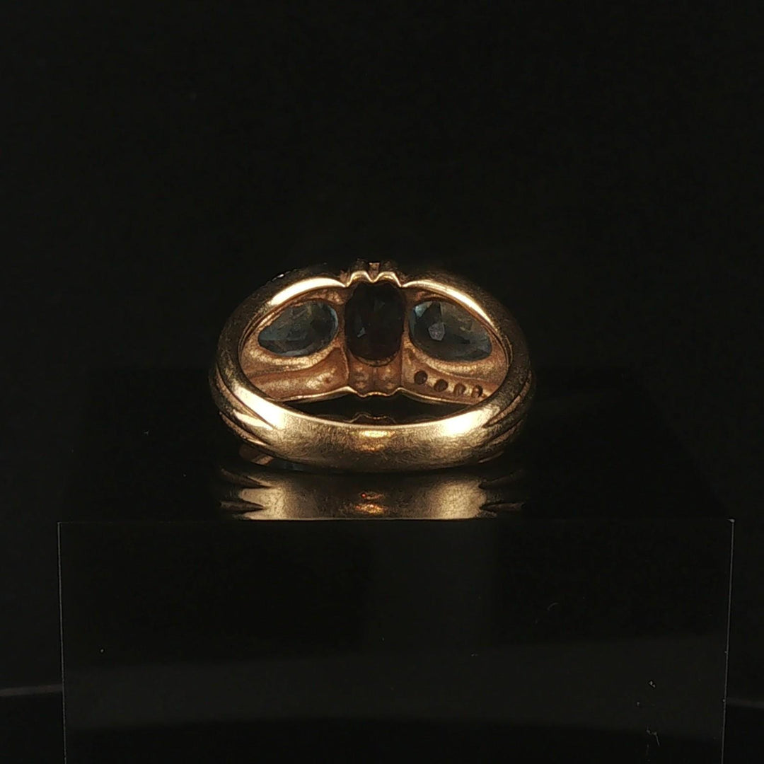 18k Yellow Gold Amethyst Topaz and Diamond Vintage Ring Size 7