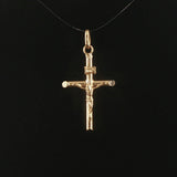 18k Yellow Gold 1.5g Hollow Vintage Cross Crucifix Pendant 1.25"