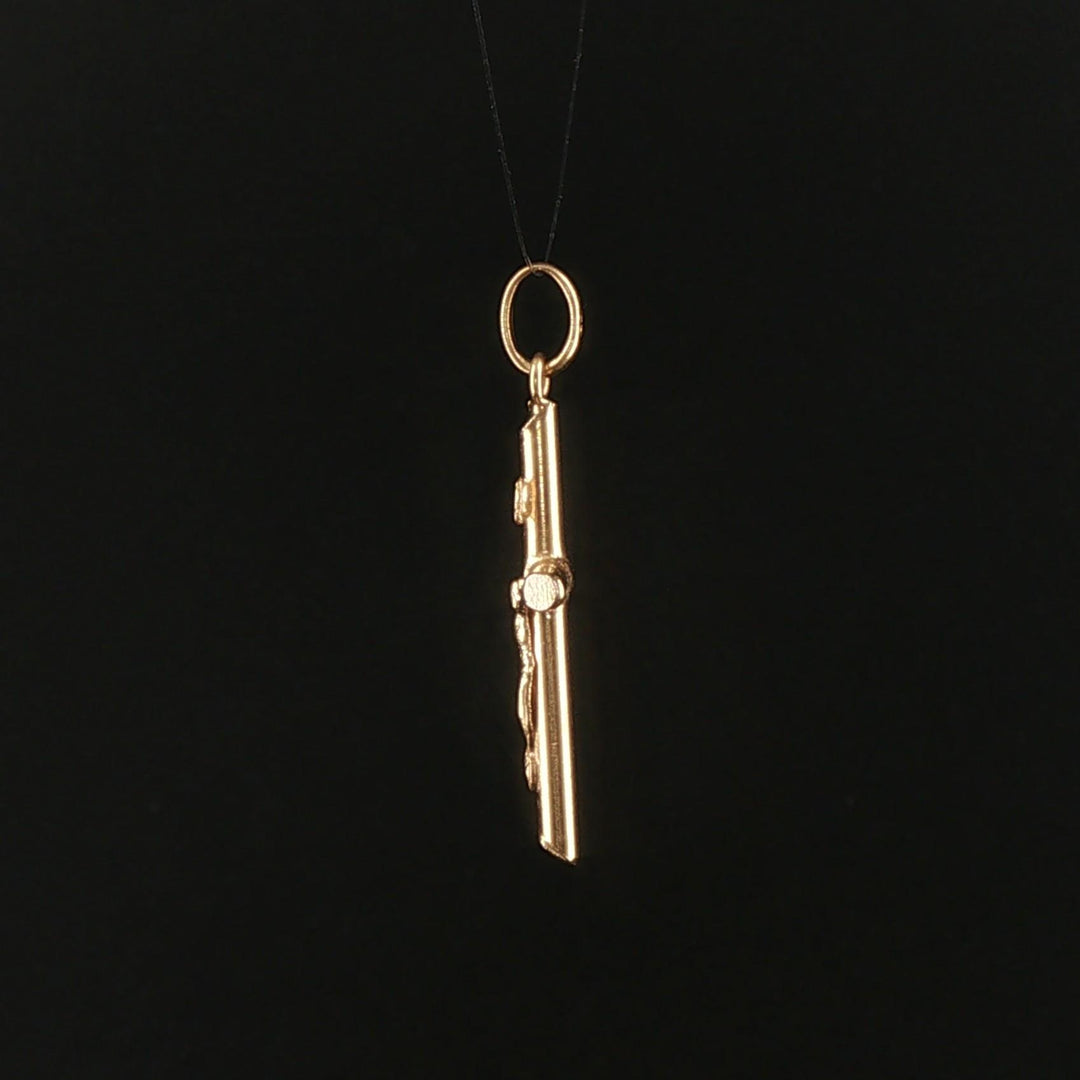 18k Yellow Gold 1.5g Hollow Vintage Cross Crucifix Pendant 1.25"